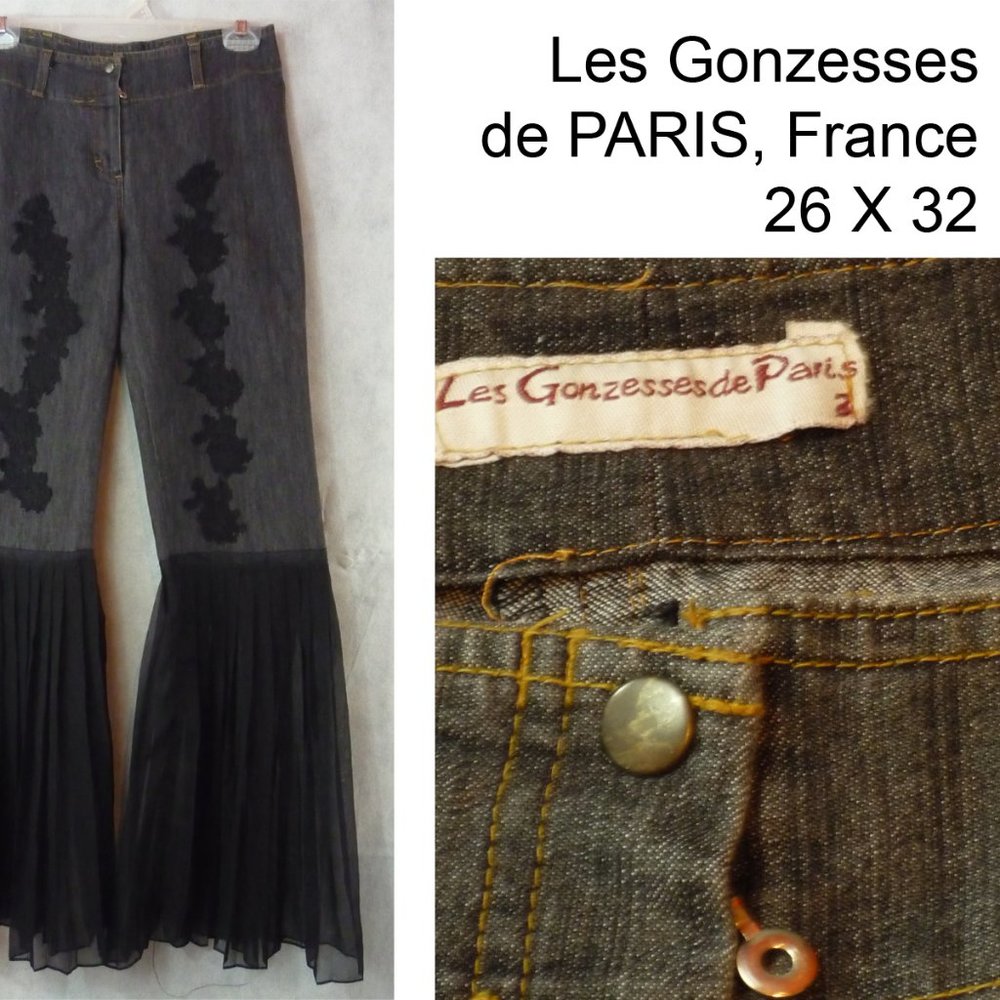 Pants Women SZ 6 US  Size 2 EU  Gonzesses de Paris French Couture Black cotton